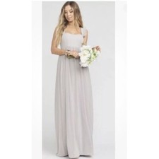 SHOW ME YOUR MUMU June Ruffle Dove Gray Chiffon Empire Maxi Dress Medium pb1