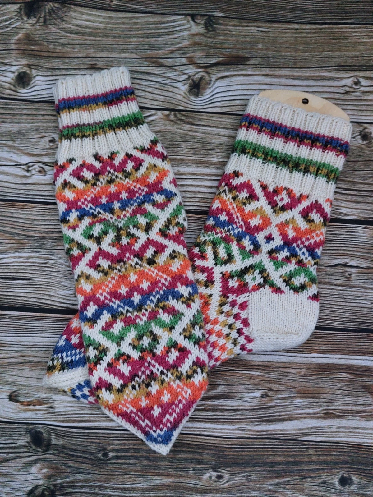 Women's Handmade Wool Socks with a Mult Pattern, scandinavian socks, foot warmer