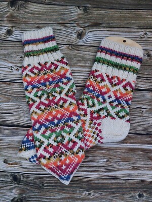 Women's Handmade Wool Socks with a Mult Pattern, scandinavian socks, foot warmer