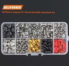 PC Computer Screws Standoffs Set Kit 360 Pieces Hard Drive Motherboard Case Fan