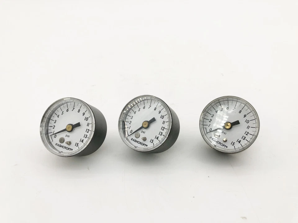 Lot of 3 New Ashcroft 15W1005PH 01B 15# Pressure Gauges 1-1/2" 0-15psi - Image 3 of 4