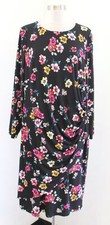 Eliza J Womens Black Multi Color Floral Print Ruched Jersey Dress Size 16W 