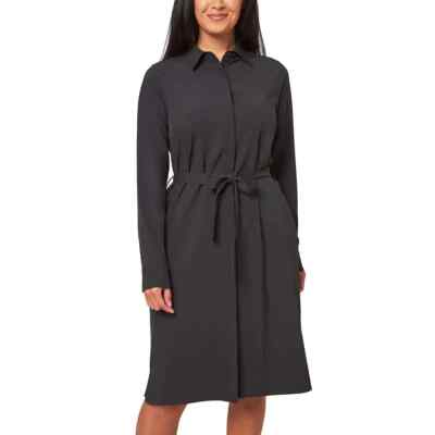 Modern Ambition Women's Longsleeve Tie Waist Travel  Shirt Dress