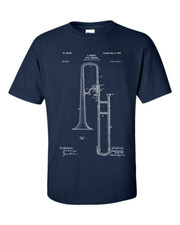 Slide Trombone T-Shirt Patent Jazz Band Blueprint Shirt