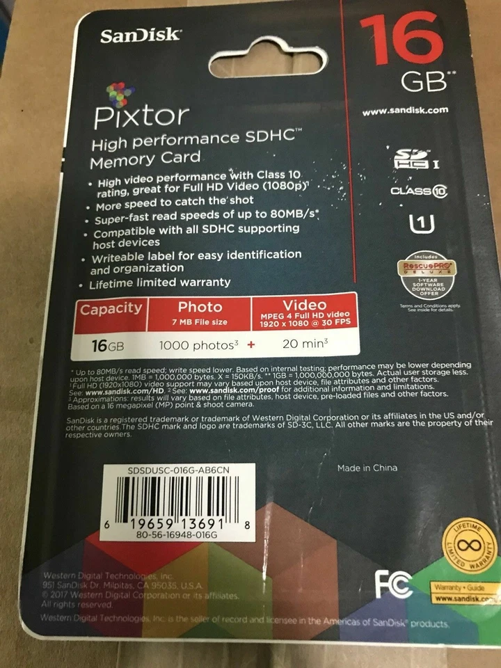 SanDisk - Pixtor 16GB SDHC UHS-I Memory Card - Image 2 of 4