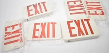 Lot of 3 LED Emergency Exit Signs w Replacement Panels Red/Beige Rectangular
