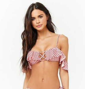 white ruffle bikini top