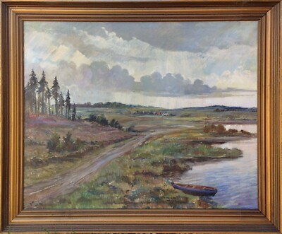 Valdemar Lebel (1891-1953): FRÜH MORGENS AM SEE. Großes schönes Öl