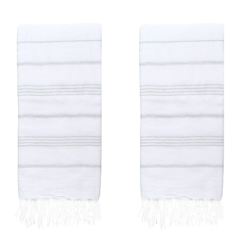 Juego de 2 toallas de playa turcas (38" x 71") | Toalla turca extra grande 100 % algodón Foto 2 de 4