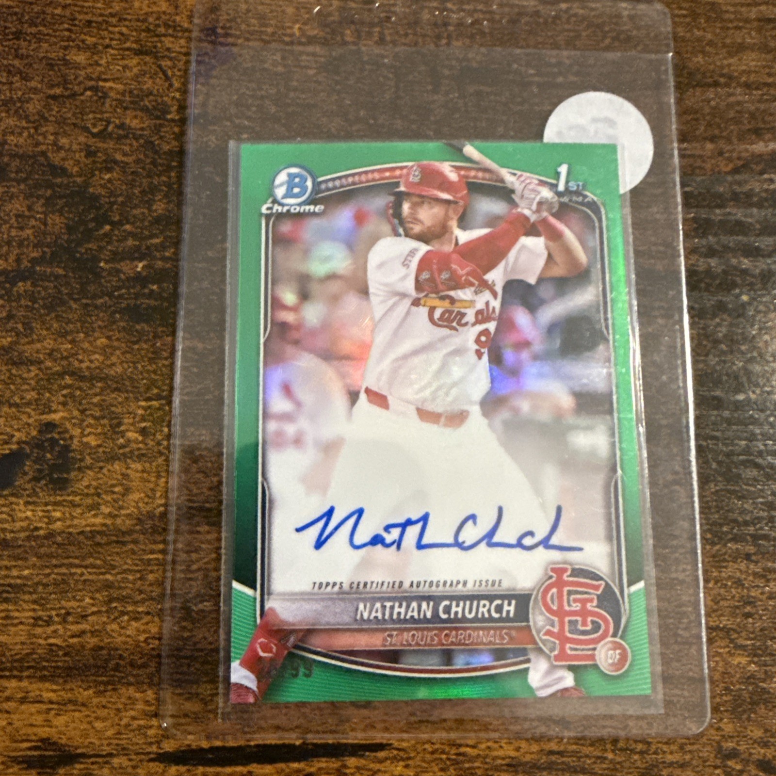 NATHAN CHURCH 2025 Bowman Chrome #CPA-NCH Cardinals Green Refractor Auto /99