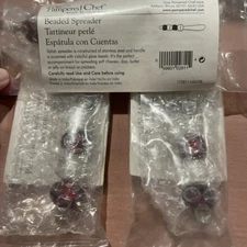 BRAND NEW The Pampered Chef Cheese butter Spread Knife Set lot Of 3 stone BEADS
