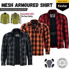 Mens Biker Motorcycle Shirt Water Resistant Jacket Made with Kevlar CE Armour