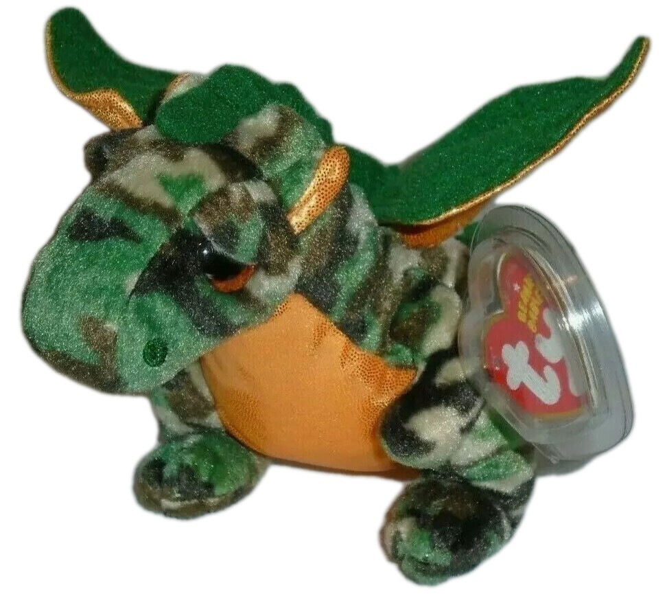 Ty Beanie Baby RAZOR the Camouflage Dragon 6