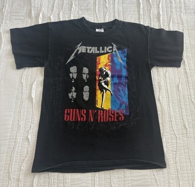 Vintage 1992 Metallica Guns N' Roses Faith No More Tour Black Graphic Tee Medium