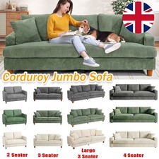 2/3/4 Seater Corduroy Sofa Jumbo Cord Modern Sofa Couch Seats with 2 Pillows UK