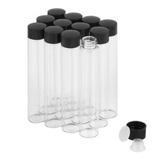 12PCS 30ml Clear Glass Small Vials with Screw Caps Plastic Stoppers Leak-...