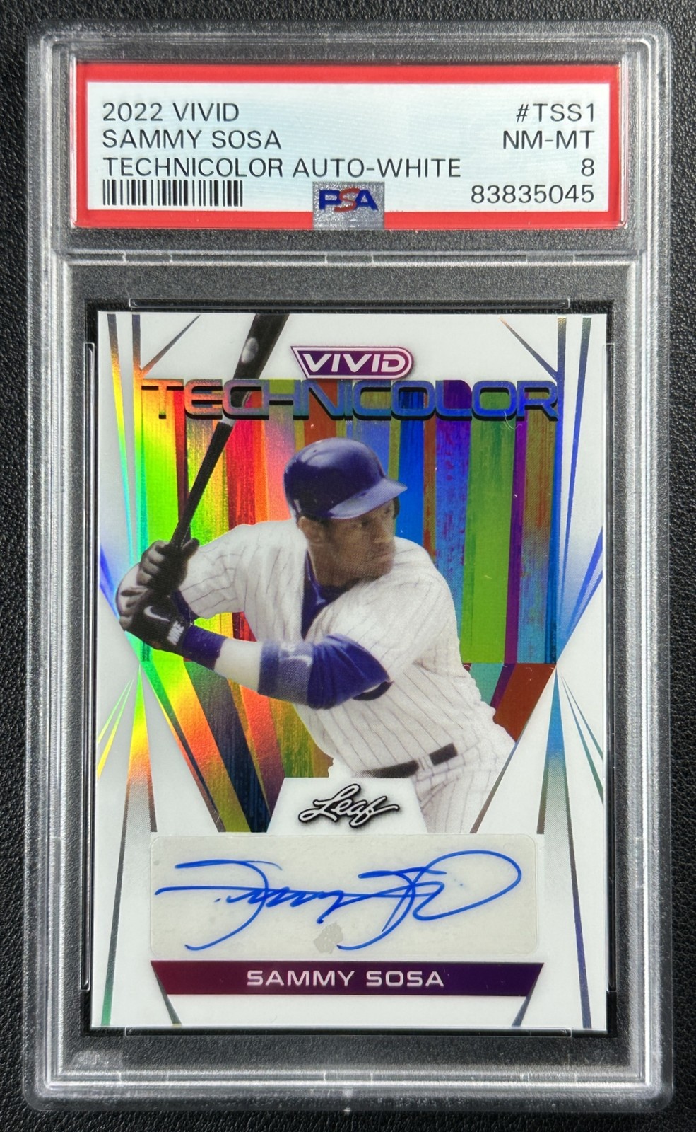 SAMMY SOSA PSA 8 2022 LEAF VIVID #T-SS1 TECHNICOLOR AUTO 12/25 WHITE 5045