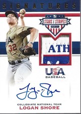 2017 USA Baseball Stars and Stripes Material Auto Laundry Tag #82 Logan Shore /8