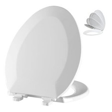 Elongated Toilet Seat - Slow Close Hinges, Ergonomic Elongated 18.5    White