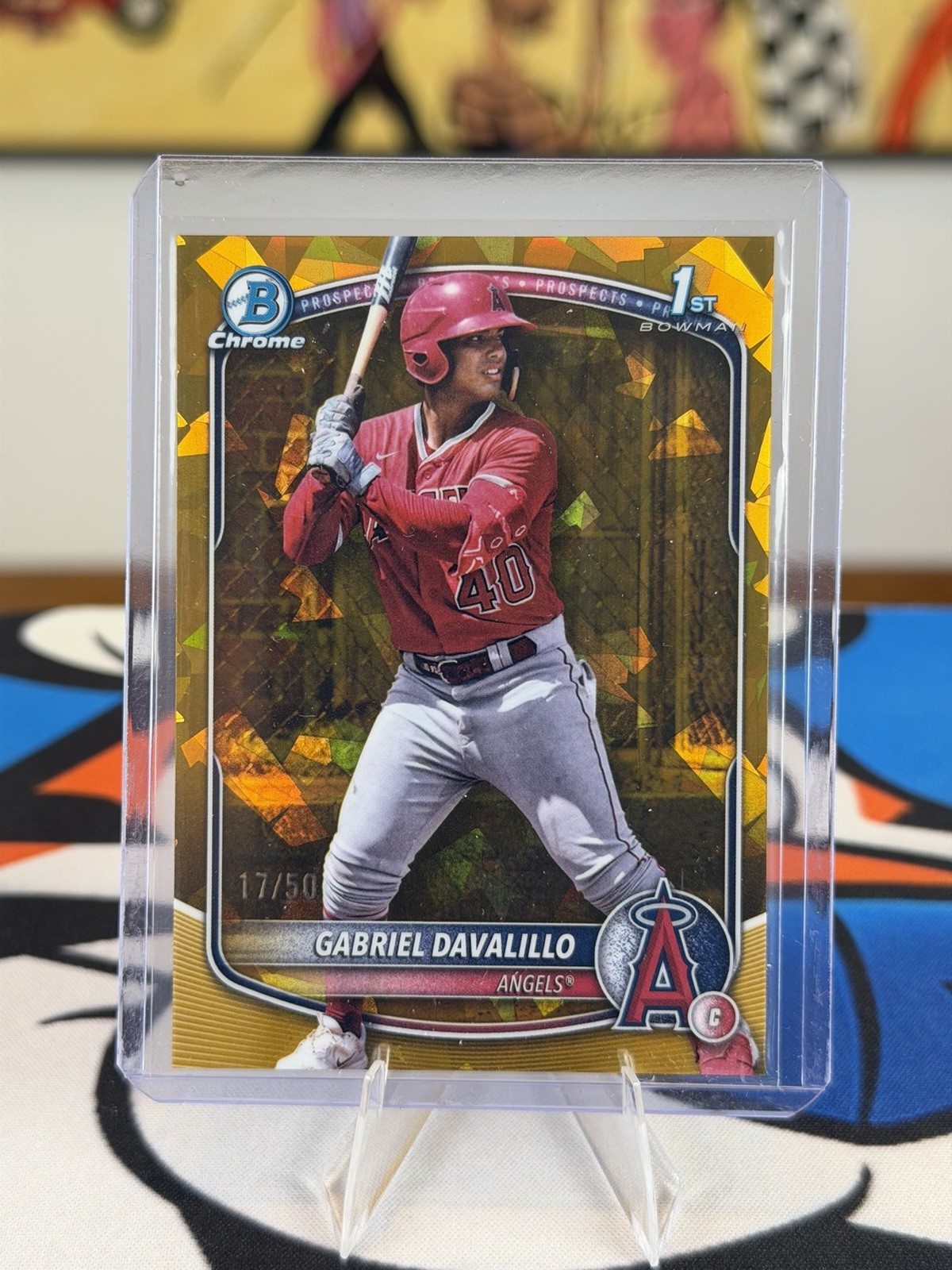 GABRIEL DAVALILLO 2025 BOWMAN CHROME 1ST SAPPHIRE GOLD REFRACTOR /50
