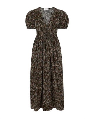 Matteau Smocked Floral-Print Organic Cotton Midi Dress NWOT - Size 10