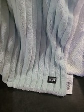 UGG Avery Ribbed Microplush /Sherpa  Fleece Throw 50"x70" Seafoam Green NWOT