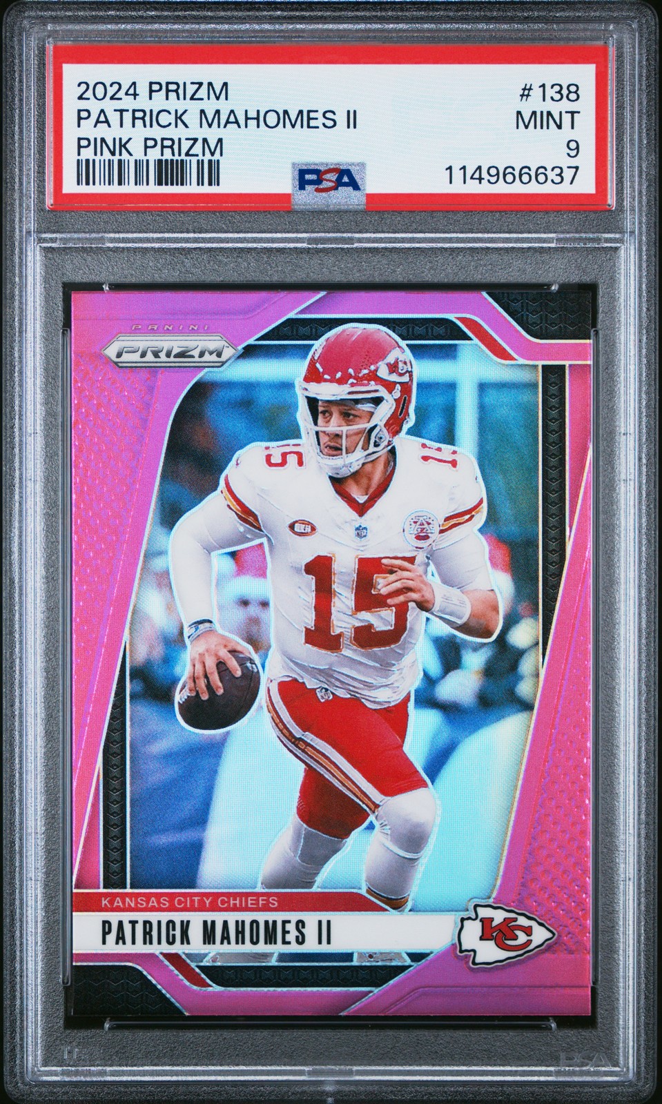 2024 PANINI PRIZM PINK PRIZM #138 PATRICK MAHOMES II PSA 9