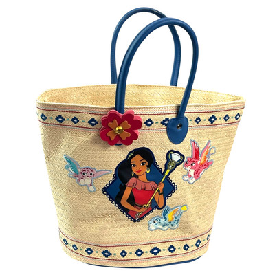 Disney Parks Elena of Avalor & Friends Appliques Woven Straw Tote Beach Swim Bag