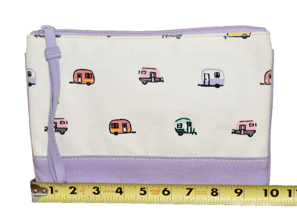 LAND' END Большой Холщовый Клатч с Браслетом Camper Печать С Белой Лавандой Мульти - Изображение 2 из 4