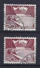 Switzerland 1949 Grimsel Reservoir & Dam 20c Type 1 (Top) & Type II Used CV £110