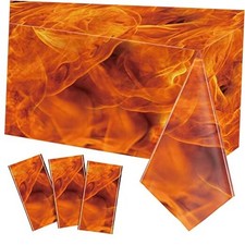Packs Fire Tablecloths Flame Plastic Table Covers Fire Flame Rectangle 3