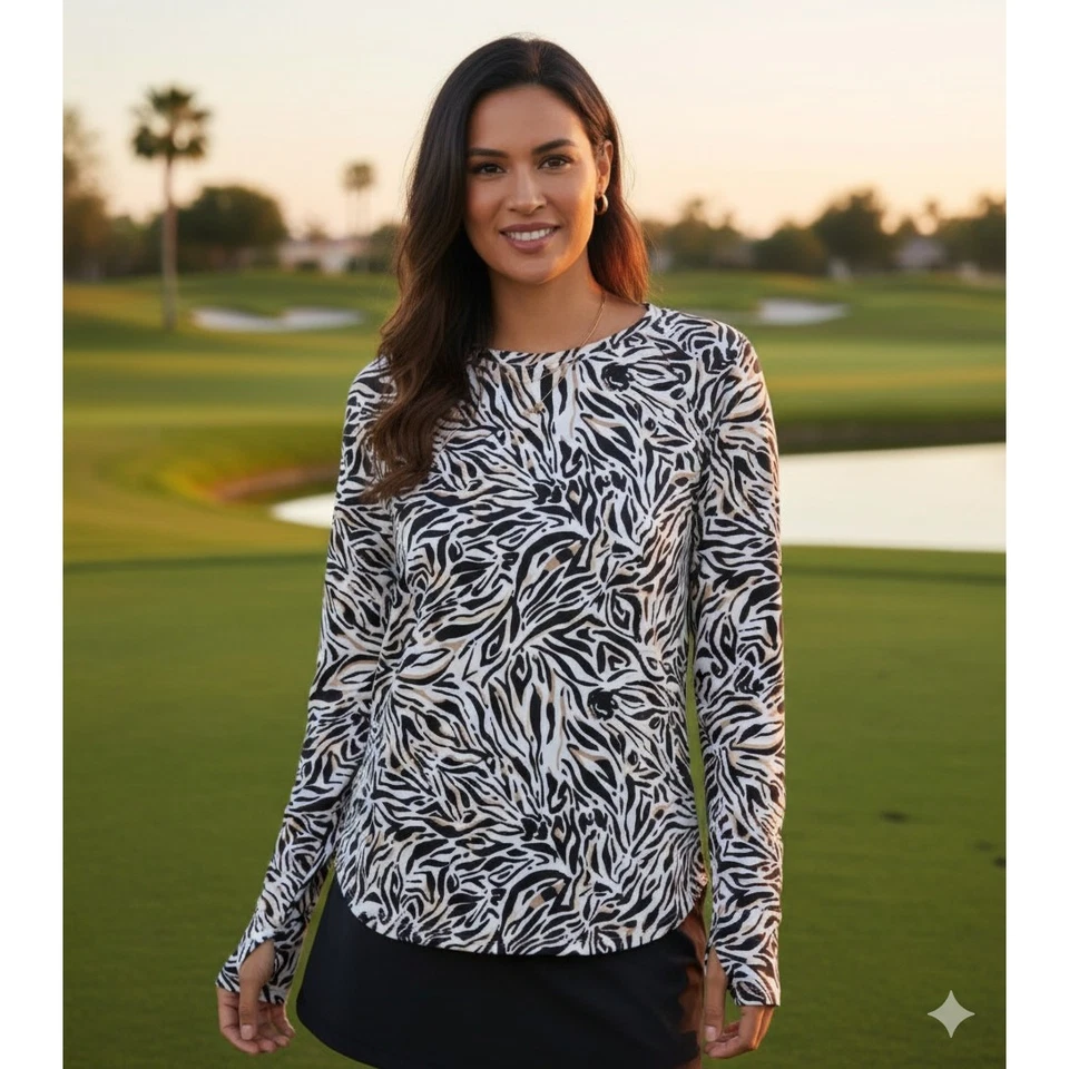 Top Pullover Lilly Pulitzer Mujer M Luxletic Blythe UPF Can You Zee Me Cebra Foto 2 de 4