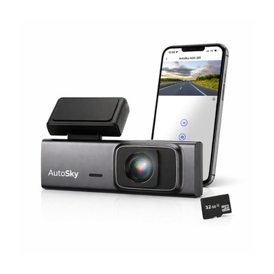AutoSky 2K Dashcam Auto Kamera mit WLAN G Sensor Loop Aufnahme 32GB SD Karte