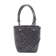 Chanel Cambon Line Small Tote Bag Leather Women Black One Size 679062
