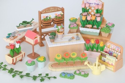 Sylvanian Gardening Blumengartenhaus Pflanztopf Werkzeuge Dose Zubehör Calico