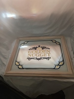 Vintage Golden Nugget Casino Las Vegas Mirror 16''X 13'' Wood Frame