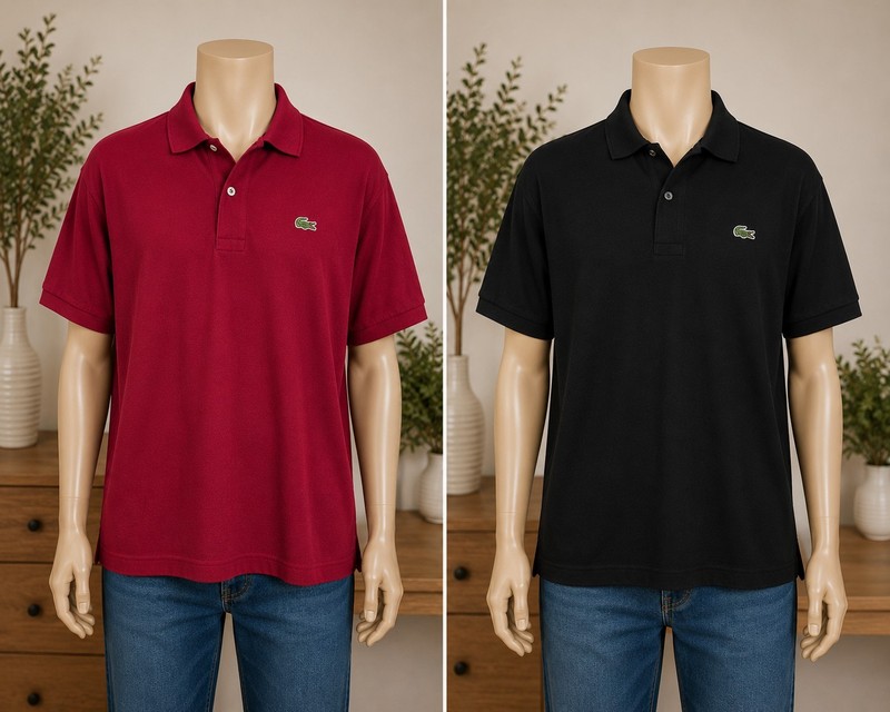Lacoste Polo Shirt Bundle 2 Pack Burgundy & Black Men's XL