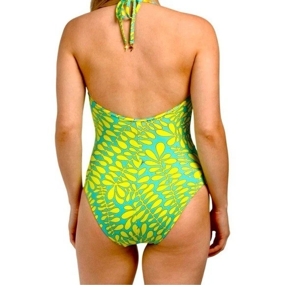 Nuevo con etiquetas Traje de baño de una pieza Trina Turk para mujer enrejado torcido frontal Maillot talla 10 Foto 2 de 4