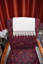 6 Vintage antimacassars with lace edge, probably 1980s