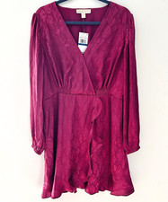 NEW MICHAEL Michael Kors Dress XL Faux Wrap Fuchsia Snake Silky Cocktail Flirty