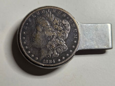 1951 Pontiac Money Clip 1884 Morgan Silver Dollar Dealer Advertising Promo