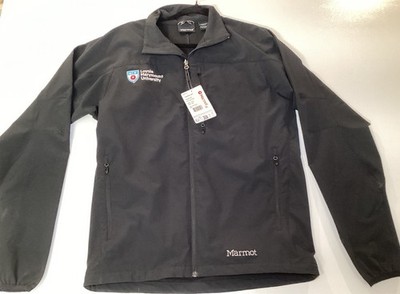 Marmot Mens Tempo Jacket Medium Black Waterproof Full Zipper College Logo