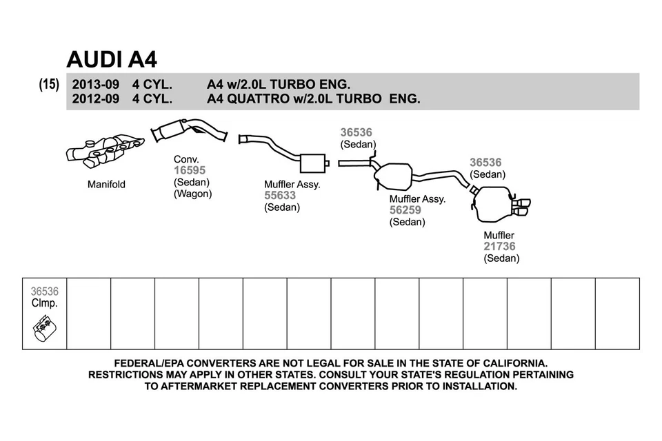 For Audi A4 09-13 Walker Quiet-Flow Stainless Steel Oval Bare Exhaust Muffler Foto 3 de 4