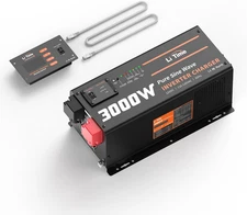 3000W Pure Sine Wave Inverter Charger, 12V DC to 110V - 120V AC, 9000W Peak Powe