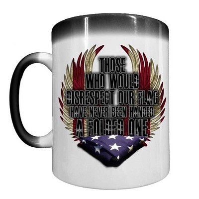 Never Been Handed A Folded US Flag Navy Veteran Heat Activated 15 oz Ceramic Cus