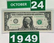 🔥 OCTOBER 24 1949 🎂 BIRTHDAY NOTE 💎 UNCIRCULATED 💎💵 Fancy Serial Number FRN
