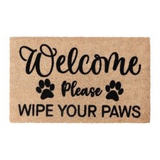 A1HC Natural Coir Flocked Welcome Paws Doormat 18"x30" Durable Non-Slip