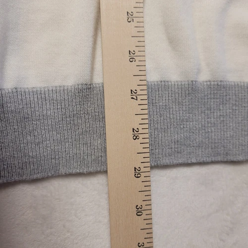 Old Navy Mens Striped Sweater XXL 100% Cotton Light Gray Cream Knit Long Sleeve - Picture 12 of 18