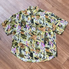 Vintage Hawaiian Button Up Shirt Art Abstract Small