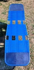Vintage Tri Folding Jelly Tube Chaise Lounge Lawn Beach Chair Blue